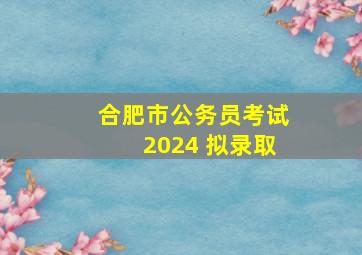 合肥市公务员考试2024 拟录取